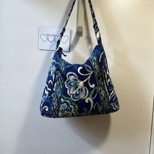 Vera Bradley Blue and Green Floral Hobo Bag Mediterranean Blue.